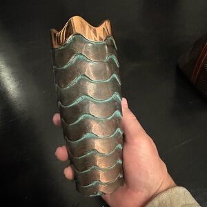 Nambe Copper and Bronze Wave Pattern Vase